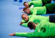 20 March 2019; David McGoldrick and team-mates stretch prior to a Republic of Ireland training session at the FAI National Training Centre in Abbotstown, Dublin. Photo by Stephen McCarthy/Sportsfile