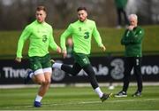 20 March 2019; Matt Doherty and James Collins, left, during a Republic of Ireland training session at the FAI National Training Centre in Abbotstown, Dublin. Photo by Stephen McCarthy/Sportsfile