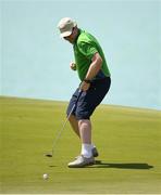 20 March 2019; Team Ireland's John Keating, a member of the Elm Eagles Special Olympics Club, from Dublin 16, Co. Dublin, who won a Gold Medal, celebrates sinking a putt on the 10th green during his Level 5 - Individual Stroke Play Competition on Day Six of the 2019 Special Olympics World Games in Yas Links, Yas Island, Abu Dhabi, United Arab Emirates.  Photo by Ray McManus/Sportsfile