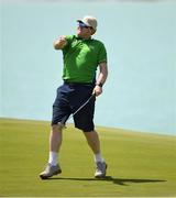 20 March 2019; Team Ireland's John Keating, a member of the Elm Eagles Special Olympics Club, from Dublin 16, Co. Dublin, who won a Gold Medal, celebrates sinking a putt on the 10th green during his Level 5 - Individual Stroke Play Competition on Day Six of the 2019 Special Olympics World Games in Yas Links, Yas Island, Abu Dhabi, United Arab Emirates.  Photo by Ray McManus/Sportsfile