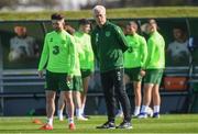 20 March 2019; Republic of Ireland manager Mick McCarthy and Sean Maguire, left, during a training session at the FAI National Training Centre in Abbotstown, Dublin. Photo by Stephen McCarthy/Sportsfile