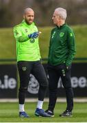 20 March 2019; Darren Randolph and Republic of Ireland manager Mick McCarthy during a training session at the FAI National Training Centre in Abbotstown, Dublin. Photo by Stephen McCarthy/Sportsfile