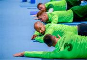 20 March 2019; David McGoldrick and team-mates stretch prior to a Republic of Ireland training session at the FAI National Training Centre in Abbotstown, Dublin. Photo by Stephen McCarthy/Sportsfile