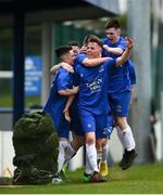 20 March 2019; Jack Doherty of Carndonagh Community Scool celebrates after scoring his side's first goal with team-mates during the FAI Schools Dr. Tony O’Neill Senior National Cup Final match between Carndonagh Community School and Midleton CBS at Home Farm FC in Whitehall, Dublin. Photo by David Fitzgerald/Sportsfile