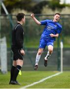 20 March 2019; Jack Doherty of Carndonagh Community Scool celebrates after scoring his side's first goal during the FAI Schools Dr. Tony O’Neill Senior National Cup Final match between Carndonagh Community School and Midleton CBS at Home Farm FC in Whitehall, Dublin. Photo by David Fitzgerald/Sportsfile