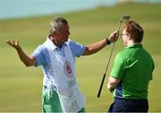 20 March 2019; Team Ireland's Mark Claffey, a member of the Blackrock Flyers Special Olympics Club, from Blackrock, Co. Dublin, and his caddy Rob Sherman during his Gold Medal round in the Level 4 - Individual Stroke Play Competition on Day Six of the 2019 Special Olympics World Games in Yas Links, Yas Island, Abu Dhabi, United Arab Emirates  Photo by Ray McManus/Sportsfile
