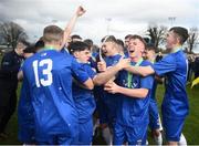 20 March 2019; Carndonagh Community Scool players celebrate following the FAI Schools Dr. Tony O’Neill Senior National Cup Final match between Carndonagh Community School and Midleton CBS at Home Farm FC in Whitehall, Dublin. Photo by David Fitzgerald/Sportsfile