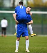 20 March 2019; Kieran Farren of Carndonagh Community Scool, right, and team-mate Fionn McClure celebrate following the FAI Schools Dr. Tony O’Neill Senior National Cup Final match between Carndonagh Community School and Midleton CBS at Home Farm FC in Whitehall, Dublin. Photo by David Fitzgerald/Sportsfile