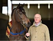 20 March 2019; Trainer John Oxx with his Filly Skitter Skater during the launch of 2019 Flat Season at John Oxx’s Currabeg Stables in Currabeg, Co Kildare. Photo by Matt Browne/Sportsfile