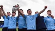 20 March 2019; Josh Brown of St Michael's College, centre, celebrates after the Bank of Ireland Leinster Schools Junior Cup Final match between Blackrock College and St Michael’s College at Energia Park in Donnybrook, Dublin. Photo by Piaras Ó Mídheach/Sportsfile