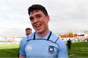 20 March 2019; David Fegan of St Michael's College, who scored the winning try, celebrates after the Bank of Ireland Leinster Schools Junior Cup Final match between Blackrock College and St Michael’s College at Energia Park in Donnybrook, Dublin. Photo by Piaras Ó Mídheach/Sportsfile