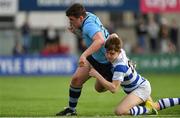20 March 2019; David Fegan of St Michael's College is tackled by Max Caskey of Blackrock College during the Bank of Ireland Leinster Schools Junior Cup Final match between Blackrock College and St Michael’s College at Energia Park in Donnybrook, Dublin. Photo by Piaras Ó Mídheach/Sportsfile