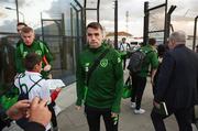 21 March 2019; Republic of Ireland's Seamus Coleman and his squad arrive at Gibraltar International Airport ahead of the UEFA EURO2020 Qualifier between Republic of Ireland and Gibraltar. Photo by Stephen McCarthy/Sportsfile