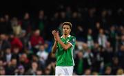 21 March 2019; Jamal Lewis of Northern Ireland salutes the crowd following the UEFA EURO2020 Qualifier - Group C match between Northern Ireland and Estonia at National Football Stadium in Windsor Park, Belfast.  Photo by David Fitzgerald/Sportsfile