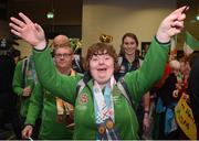 22 March 2019; Team Ireland's Katie Dillon, a member of the Mountbellew Tigers SOC, from Ballinasloe, Co. Galway, on her return from the 2019 World Summer Games Abu Dhabi at Dublin Airport in Dublin. Photo by Matt Browne/Sportsfile