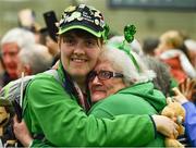 22 March 2019; Team Ireland's Sarah Kilmartin, a member of Athlone SOC, from Athlone, Co. Westmeath, who won gold with the Basketball team is welcomed home by her mother Lilly on her return from the 2019 World Summer Games Abu Dhabi at Dublin Airport in Dublin. Photo by Ray McManus/Sportsfile
