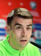 22 March 2019; Seamus Coleman during a Republic of Ireland press conference at Victoria Stadium in Gibraltar. Photo by Seb Daly/Sportsfile