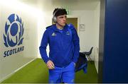 22 March 2019; Jimmy O'Brien of Leinster arrives ahead of the Guinness PRO14 Round 18 match between Edinburgh and Leinster at BT Murrayfield Stadium in Edinburgh, Scotland. Photo by Ramsey Cardy/Sportsfile