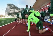 22 March 2019; Jeff Hendrick stretches prior to a Republic of Ireland training session at Victoria Stadium in Gibraltar. Photo by Stephen McCarthy/Sportsfile