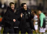 22 March 2019; Shamrock Rovers manager Stephen Bradley celebrates after the SSE Airtricity League Premier Division between Finn Harps and Shamrock Rovers at Finn Park in Ballybofey, Co. Donegal. Photo by Oliver McVeigh/Sportsfile