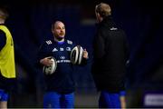 22 March 2019; Leinster kicking coach and head analyst Emmet Farrell in conversation with Leinster head coach Leo Cullen ahead of the Guinness PRO14 Round 18 match between Edinburgh and Leinster at BT Murrayfield Stadium in Edinburgh, Scotland. Photo by Ramsey Cardy/Sportsfile