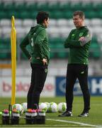 23 March 2019; Republic of Ireland manager Stephen Kenny, right with assistant manager Keith Andrews during a Republic of Ireland U21 training session at Tallaght Stadium in Dublin. Photo by Eóin Noonan/Sportsfile