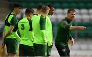 23 March 2019; Republic of Ireland manager Stephen Kenny speaking to players during a Republic of Ireland U21 training session at Tallaght Stadium in Dublin. Photo by Eóin Noonan/Sportsfile