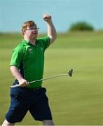 20 March 2019; Team Ireland's Mark Claffey, a member of the Blackrock Flyers Special Olympics Club, from Blackrock, Co. Dublin, after putting during his Gold Medal round in the Level 4 - Individual Stroke Play Competition on Day Six of the 2019 Special Olympics World Games in Yas Links, Yas Island, Abu Dhabi, United Arab Emirates  Photo by Ray McManus/Sportsfile