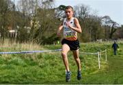 23 March 2019; Lewis Sullivan of Sybil Andrews Academy, Suffolk, England, on his way to winning the Junior Boys event  during the SIAB Schools Cross Country International at Santry Demense in Santry, Dublin. Photo by Sam Barnes/Sportsfile