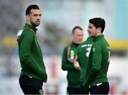 23 March 2019; Shane Duffy, left, and Robbie Brady of Republic of Ireland prior to the UEFA EURO2020 Qualifier Group D match between Gibraltar and Republic of Ireland at Victoria Stadium in Gibraltar. Photo by Seb Daly/Sportsfile