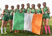 23 March 2019; Ireland Girls Intermediate team with their bronze medals during the SIAB Schools Cross Country International at Santry Demense in Santry, Dublin. Photo by Sam Barnes/Sportsfile