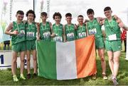 23 March 2019; Ireland Intermediate Boys team silver medallists during the SIAB Schools Cross Country International at Santry Demense in Santry, Dublin. Photo by Sam Barnes/Sportsfile