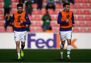 23 March 2019; Sean Maguire, left, and Seamus Coleman of Republic of Ireland prior to the UEFA EURO2020 Qualifier Group D match between Gibraltar and Republic of Ireland at Victoria Stadium in Gibraltar. Photo by Stephen McCarthy/Sportsfile
