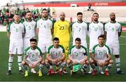 23 March 2019; Republic of Ireland players, top row, from left, James McClean, Richard Keogh. Shane Duffy, Darren Randolph, Matt Doherty, Conor Hourihane and David McGoldrick, bottom row, from left, Seán Maguire, Enda Stevens, Seamus Coleman and Jeff Hendrick prior to the UEFA EURO2020 Qualifier Group D match between Gibraltar and Republic of Ireland at Victoria Stadium in Gibraltar. Photo by Stephen McCarthy/Sportsfile