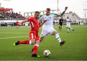 23 March 2019; Lee Casciaro of Gibraltar in action against James McClean of Republic of Ireland during the UEFA EURO2020 Qualifier Group D match between Gibraltar and Republic of Ireland at Victoria Stadium in Gibraltar. Photo by Stephen McCarthy/Sportsfile