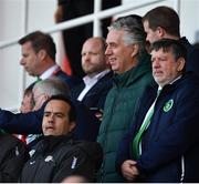 23 March 2019; John Delaney, CEO, Football Association of Ireland, left, and FAI president Donal Conway during the UEFA EURO2020 Qualifier Group D match between Gibraltar and Republic of Ireland at Victoria Stadium in Gibraltar. Photo by Seb Daly/Sportsfile