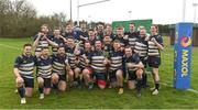 23 March 2019; Ulster University Coleraine team celebrates after the Maughan-Scally Cup final between Ulster University Coleraine and University College Dublin  at the University of Ulster in Coleraine, Derry. The annual Maughan Scally Cup is organized by the Irish Universities’ Rugby Union, which is sponsored by Maxol. Being played for the first time at Ulster University’s Coleraine campus this weekend, the event celebrates participation in student rugby. Photo by Oliver McVeigh/Sportsfile