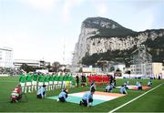23 March 2019; Both teams line-up prior to the UEFA EURO2020 Qualifier Group D match between Gibraltar and Republic of Ireland at Victoria Stadium in Gibraltar. Photo by Stephen McCarthy/Sportsfile