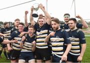 23 March 2019; The victorious Ulster University Coleraine players with the Maughan-Scally Cup after the Maughan-Scally Cup final between Ulster University Coleraine and University College Dublin at the University of Ulster in Coleraine, Derry. The annual Maughan Scally Cup is organized by the Irish Universities’ Rugby Union, which is sponsored by Maxol. Being played for the first time at Ulster University’s Coleraine campus this weekend, the event celebrates participation in student rugby. Photo by Oliver McVeigh/Sportsfile