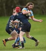 23 March 2019; Lochlainn McDonnell of University College Dublin in action against Joe McKinney of University Coleraine at the Maughan-Scally Cup final between Ulster University Coleraine and University College Dublin at the University of Ulster in Coleraine, Derry. The annual Maughan Scally Cup is organized by the Irish Universities’ Rugby Union, which is sponsored by Maxol. Being played for the first time at Ulster University’s Coleraine campus this weekend, the event celebrates participation in student rugby. Photo by Oliver McVeigh/Sportsfile