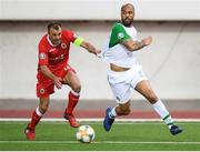 23 March 2019; David McGoldrick of Republic of Ireland is pulled back by Roy Chipolina of Gibraltar in the lead up to his side's first goal, scored by Jeff Hendrick, during to the UEFA EURO2020 Qualifier Group D match between Gibraltar and Republic of Ireland at Victoria Stadium in Gibraltar. Photo by Stephen McCarthy/Sportsfile