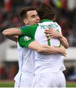23 March 2019; Jeff Hendrick of Republic of Ireland celebrates after scoring his side's first goal with team-mate Seamus Coleman, left, during the UEFA EURO2020 Qualifier Group D match between Gibraltar and Republic of Ireland at Victoria Stadium in Gibraltar. Photo by Stephen McCarthy/Sportsfile