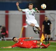 23 March 2019; James McClean of Republic of Ireland, left, in action against John Sergeant of Gibraltar during the UEFA EURO2020 Qualifier Group D match between Gibraltar and Republic of Ireland at Victoria Stadium in Gibraltar. Photo by Seb Daly/Sportsfile