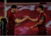 23 March 2019; Jack O'Donoghue, left, and Dan Goggin of Munster celebrate after the Guinness PRO14 Round 18 match between Munster and Zebre at Thomond Park in Limerick. Photo by Diarmuid Greene/Sportsfile