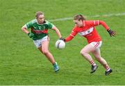 24 March 2019; Ashling Hutchings of Cork in action against Sinéad Cafferky of Mayo during the Lidl Ladies NFL Round 6 match between Mayo and Cork at Elverys MacHale Park in Castlebar, Mayo. Photo by Piaras Ó Mídheach/Sportsfile