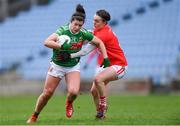24 March 2019; Rachel Kearns of Mayo in action against Hannah Looney of Cork during the Lidl Ladies NFL Round 6 match between Mayo and Cork at Elverys MacHale Park in Castlebar, Mayo. Photo by Piaras Ó Mídheach/Sportsfile