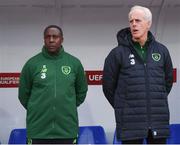 23 March 2019; Republic of Ireland manager Mick McCarthy, right, and assistant coach Terry Connor, left, during the UEFA EURO2020 Qualifier Group D match between Gibraltar and Republic of Ireland at Victoria Stadium in Gibraltar. Photo by Stephen McCarthy/Sportsfile