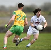 24 March 2019; Chris Healy of Kildare, left, in action against Jason McGee of Donegal  during the Allianz Football League Division 2 Round 7 match between Donegal and Kildare at Fr. Tierney Park in Ballyshannon, Donegal. Photo by Oliver McVeigh/Sportsfile