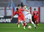 23 March 2019; Liam Walker of Gibraltar in action against James McClean of Republic of Ireland during the UEFA EURO2020 Qualifier Group D match between Gibraltar and Republic of Ireland at Victoria Stadium in Gibraltar. Photo by Seb Daly/Sportsfile