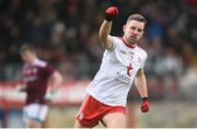 24 March 2019; Niall Sludden of Tyrone celebrates his side's second goal scored by team-mate Matthew Donnelly during the Allianz Football League Division 1 Round 7 match between Tyrone and Galway at Healy Park in Omagh. Photo by David Fitzgerald/Sportsfile